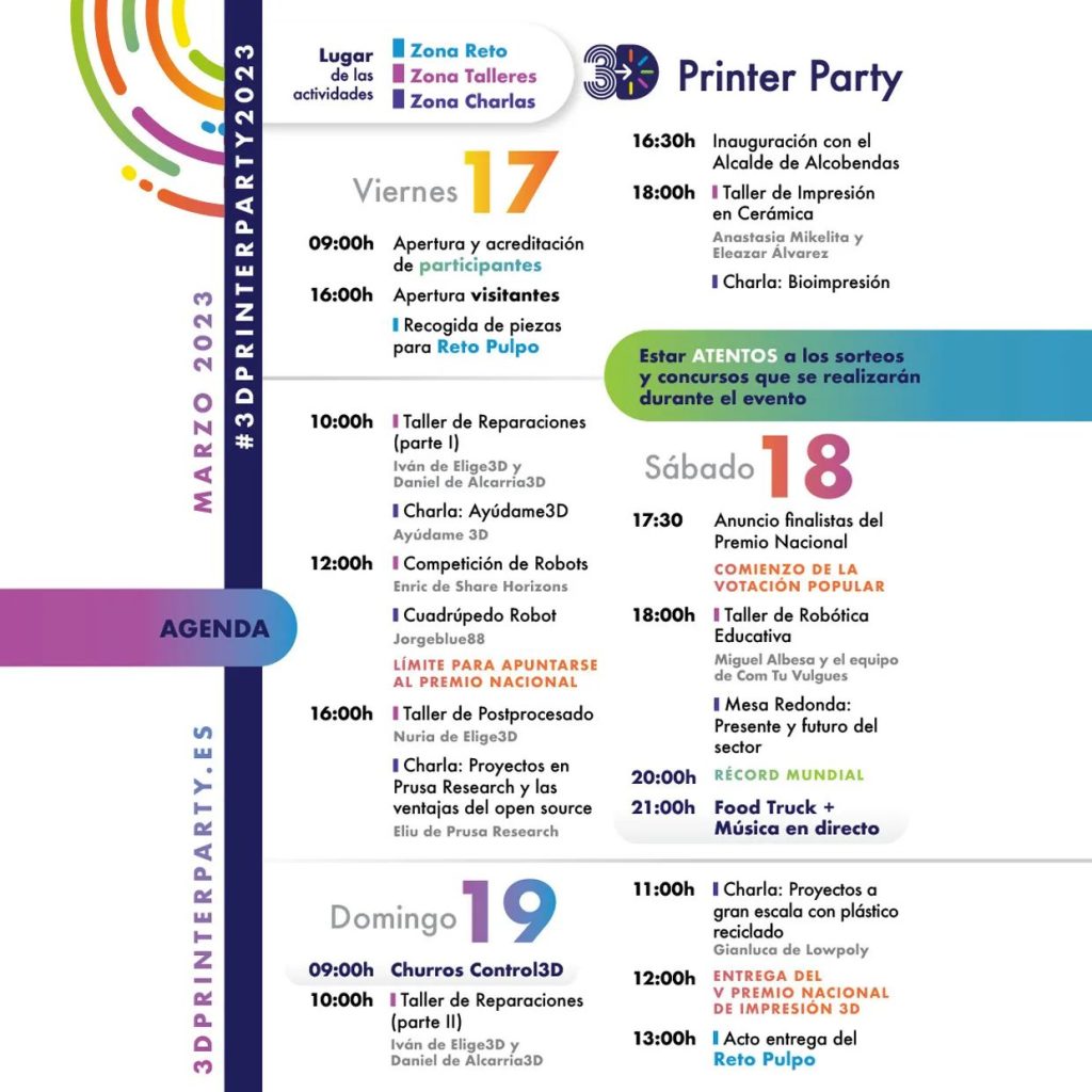 Cronograma de la 3D Printer Party 2023